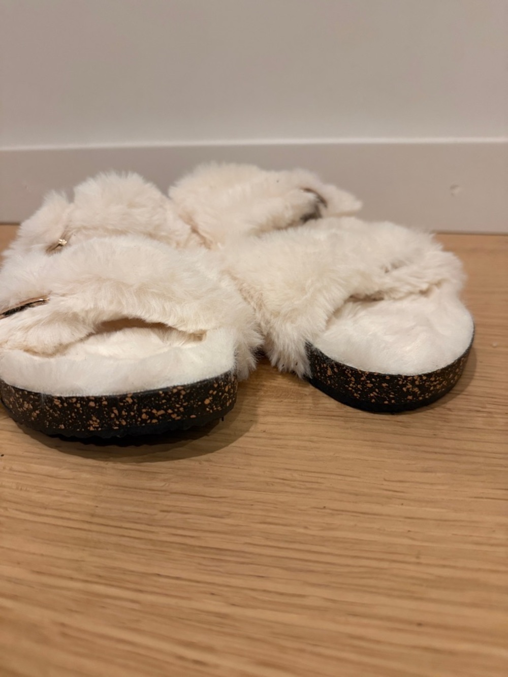 Secret Treasures Cream Faux Fur Double-Strap Slide Slippers - Picture 3 of 6